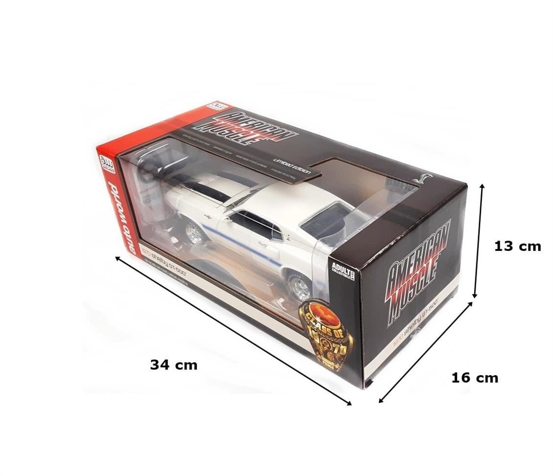 AutoWorld AMM1229 1/18 Ölçek, 1970 Shelby GT-500 (Class of 1970), Wimbleton White, Sergilemeye Hazır Metal Araba Modeli
