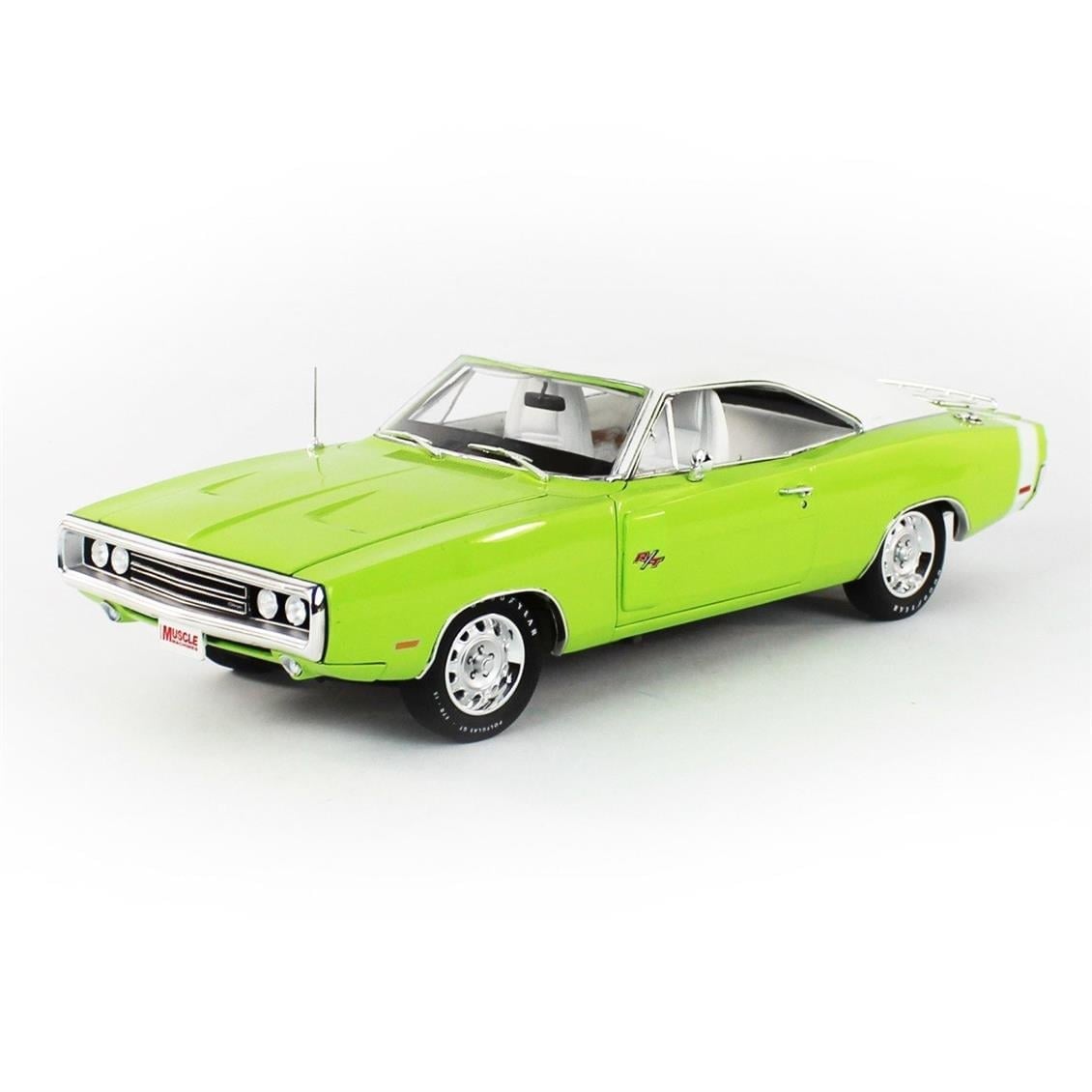 AutoWorld AMM1249 1/18 Ölçek, 1970 Dodge Charger R/T (Hemmings Muscle Machine), FJ5 Sublime, Sergilemeye Hazır Metal Araba Mode