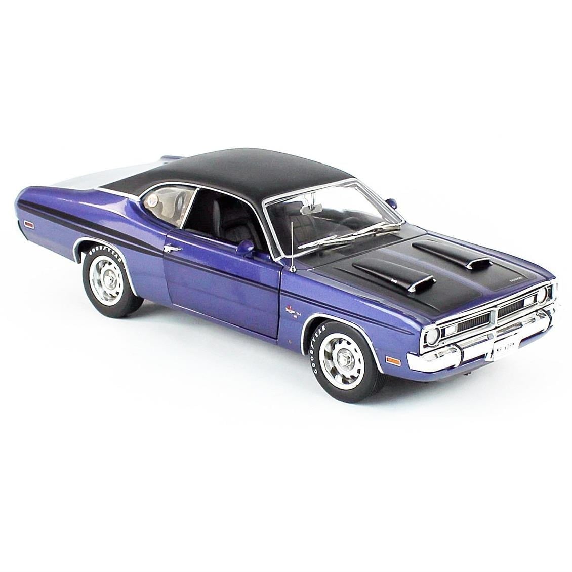 AutoWorld AMM1255 1/18 Ölçek, 1971 Dodge Demon, Dark Blue, Sergilemeye Hazır Metal Araba Modeli