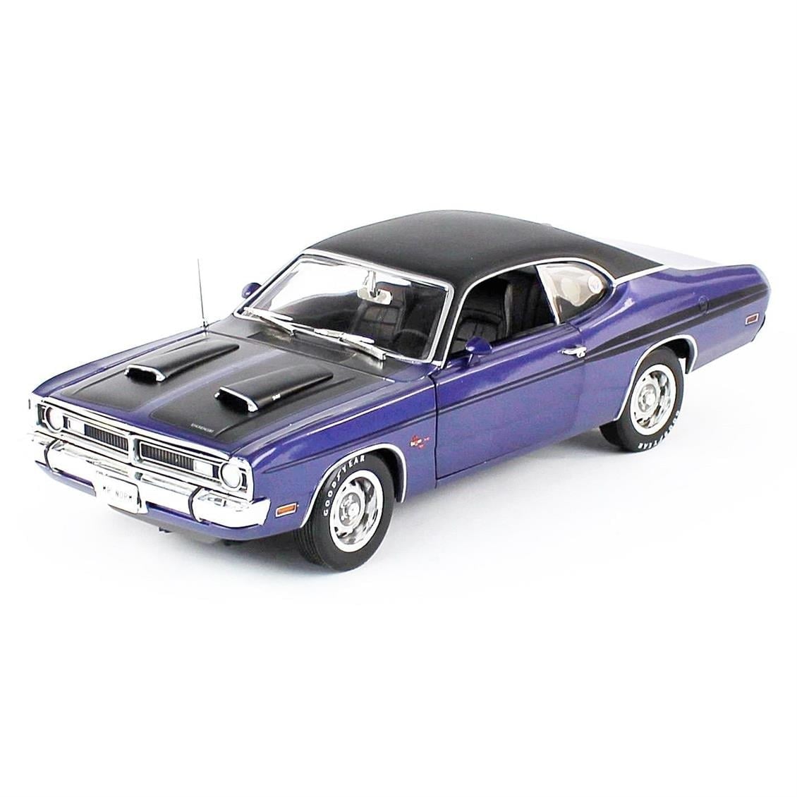 AutoWorld AMM1255 1/18 Ölçek, 1971 Dodge Demon, Dark Blue, Sergilemeye Hazır Metal Araba Modeli