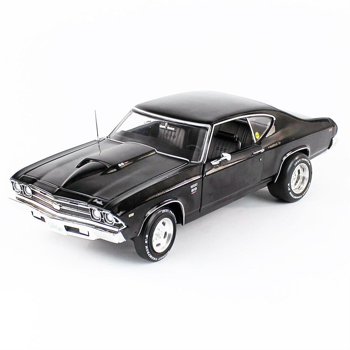 AutoWorld AMM1269 1/18 Ölçek, 1969 Chevy Chevelle Baldwin Motion, Tuxedo Black, Sergilemeye Hazır Metal Araba Modeli