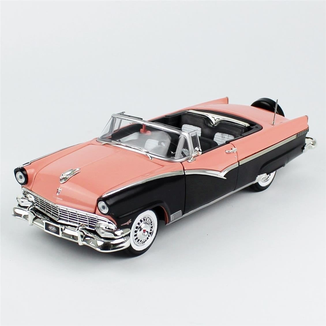 AutoWorld AMM1270 1/18 Ölçek, 1956 Ford Fairlane Sunliner, Pembe ve Siyah, Sergilemeye Hazır Metal Araba Modeli