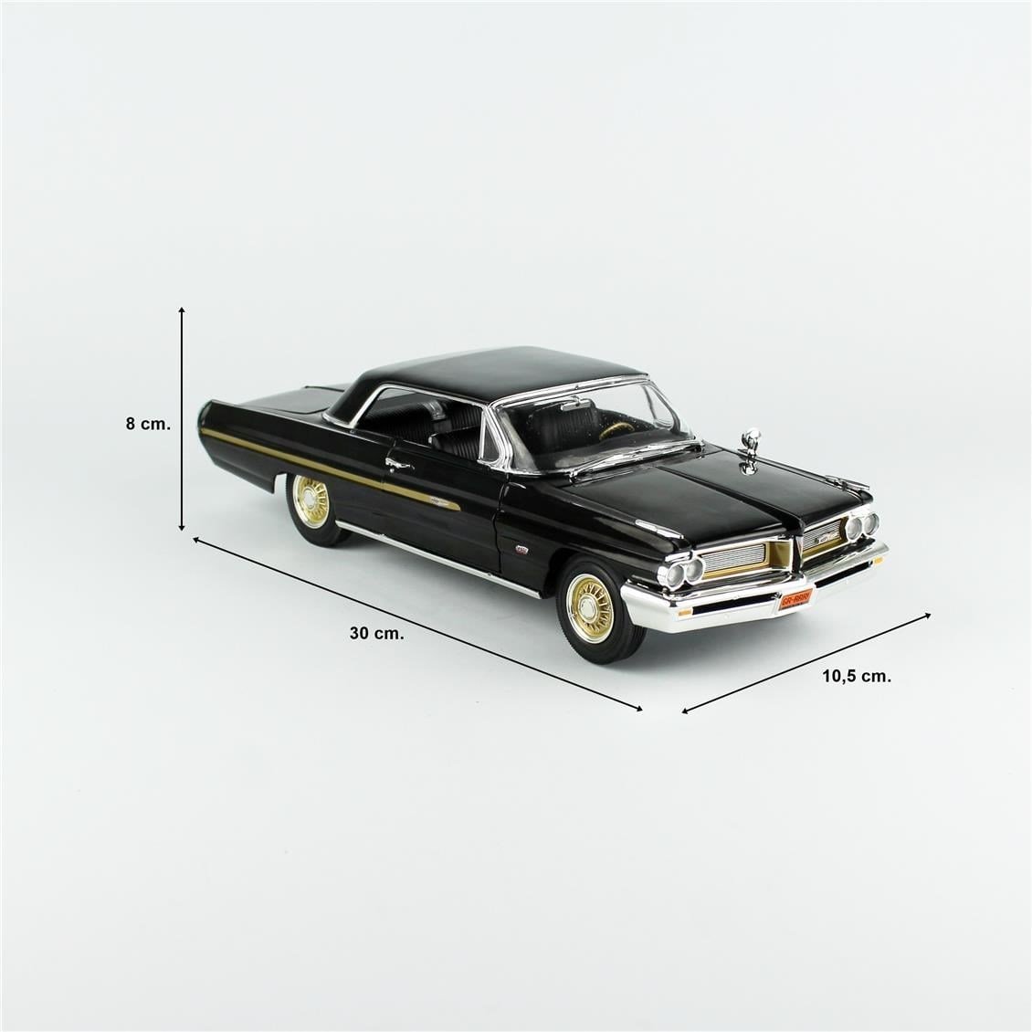 AutoWorld AMM1291 1/18 Ölçek, 1962 Pontiac Grand Prix Hardtop (Fireball Roberts Edition), Starlight Black, Sergilemeye Hazır Me