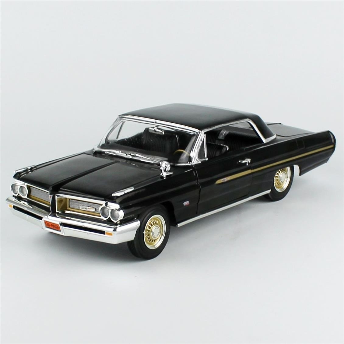 AutoWorld AMM1291 1/18 Ölçek, 1962 Pontiac Grand Prix Hardtop (Fireball Roberts Edition), Starlight Black, Sergilemeye Hazır Me