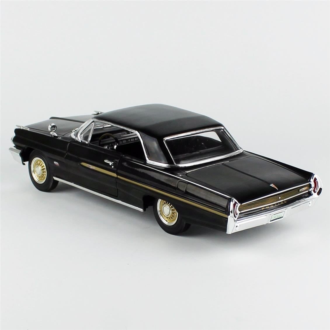 AutoWorld AMM1291 1/18 Ölçek, 1962 Pontiac Grand Prix Hardtop (Fireball Roberts Edition), Starlight Black, Sergilemeye Hazır Me