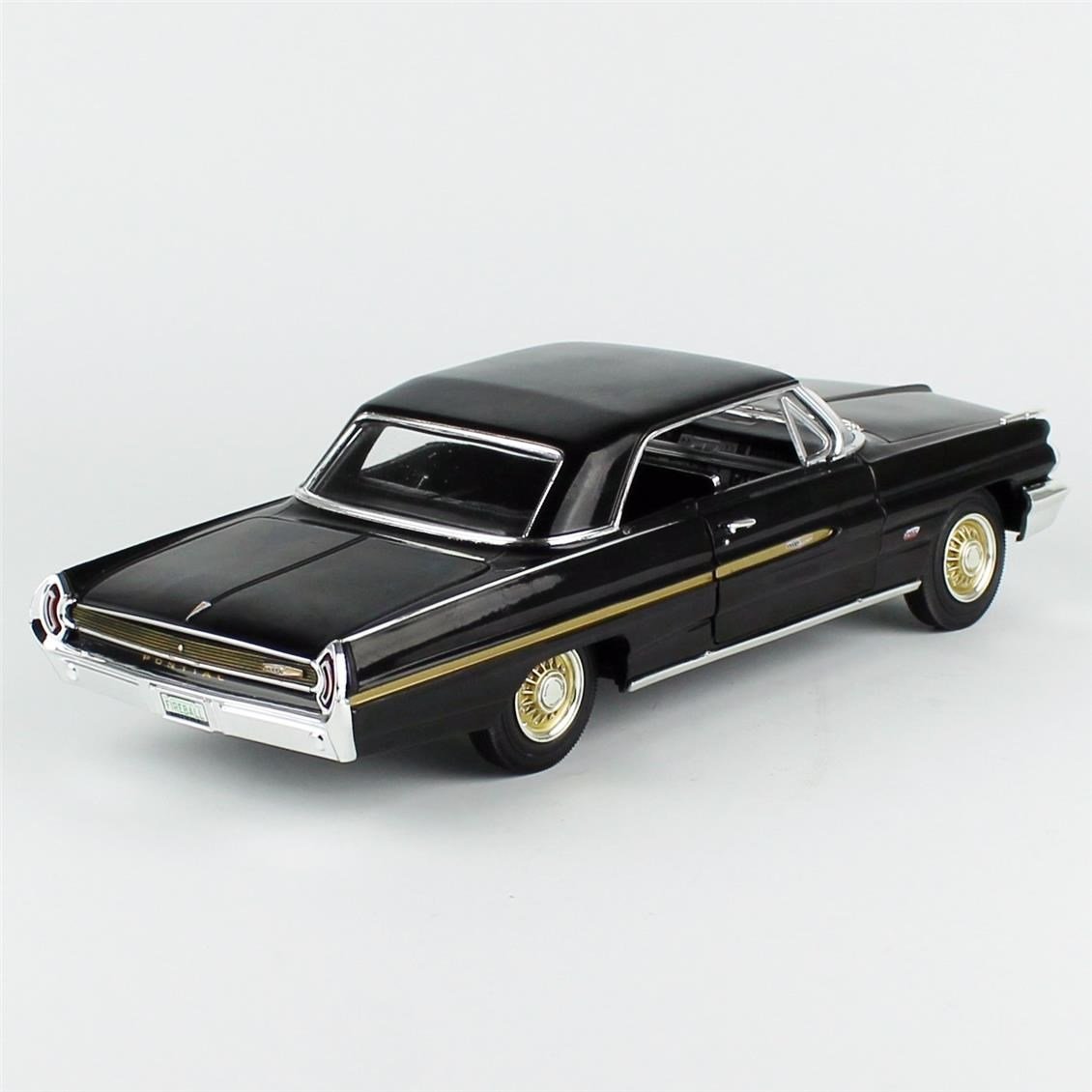 AutoWorld AMM1291 1/18 Ölçek, 1962 Pontiac Grand Prix Hardtop (Fireball Roberts Edition), Starlight Black, Sergilemeye Hazır Me
