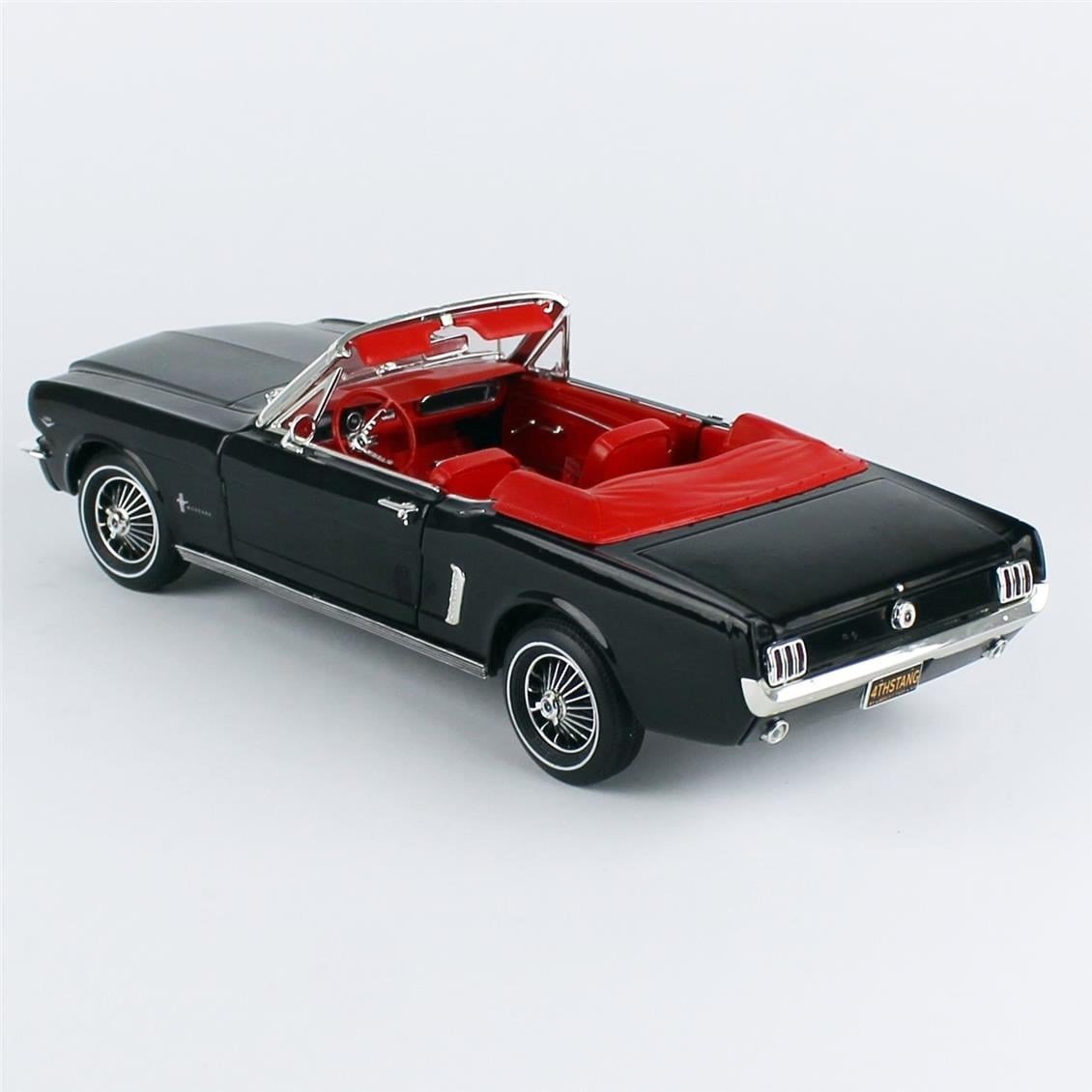 AutoWorld AMM1312 1/18 Ölçek, 1964.5 Ford Mustang Convertible, Raven Black, Sergilemeye Hazır Metal Araba Modeli