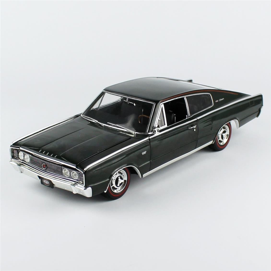 AutoWorld AMM1320 1/18 Ölçek, 1966 Dodge Charger Hardtop (MCACN), GG1 Dark Green, Sergilemeye Hazır Metal Araba Modeli
