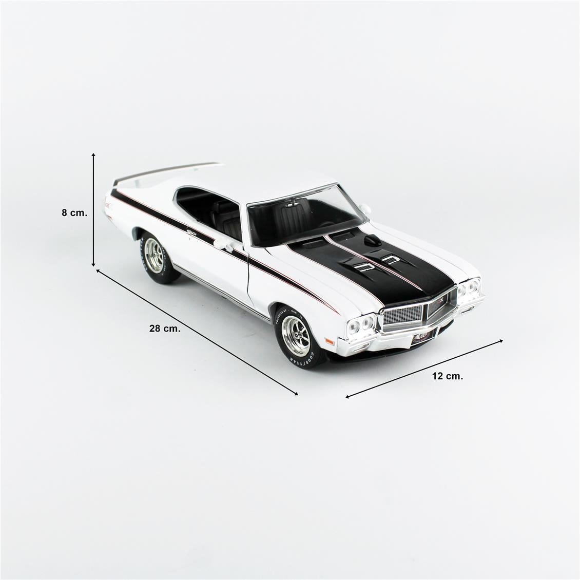 AutoWorld AMM1322 1/18 Ölçek, 1970 Buick Hardtop GSX (MCACN), Apollo White, Sergilemeye Hazır Metal Araba Modeli