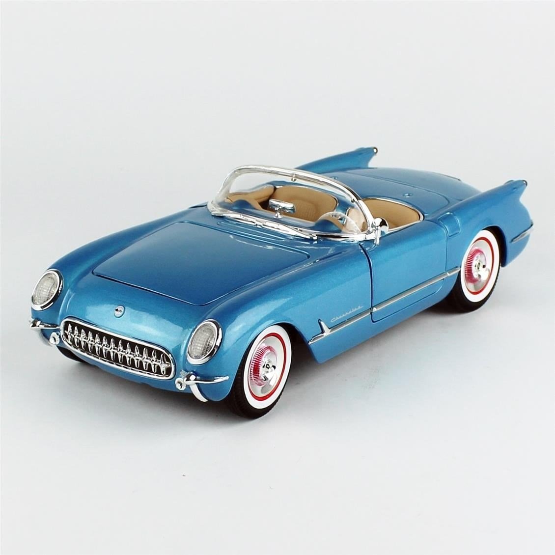 AutoWorld AMM1341 1/18 Ölçek, 1954 Chevrolet Corvette Convertible, Met.Br.Blue, Sergilemeye Hazır Metal Araba Modeli