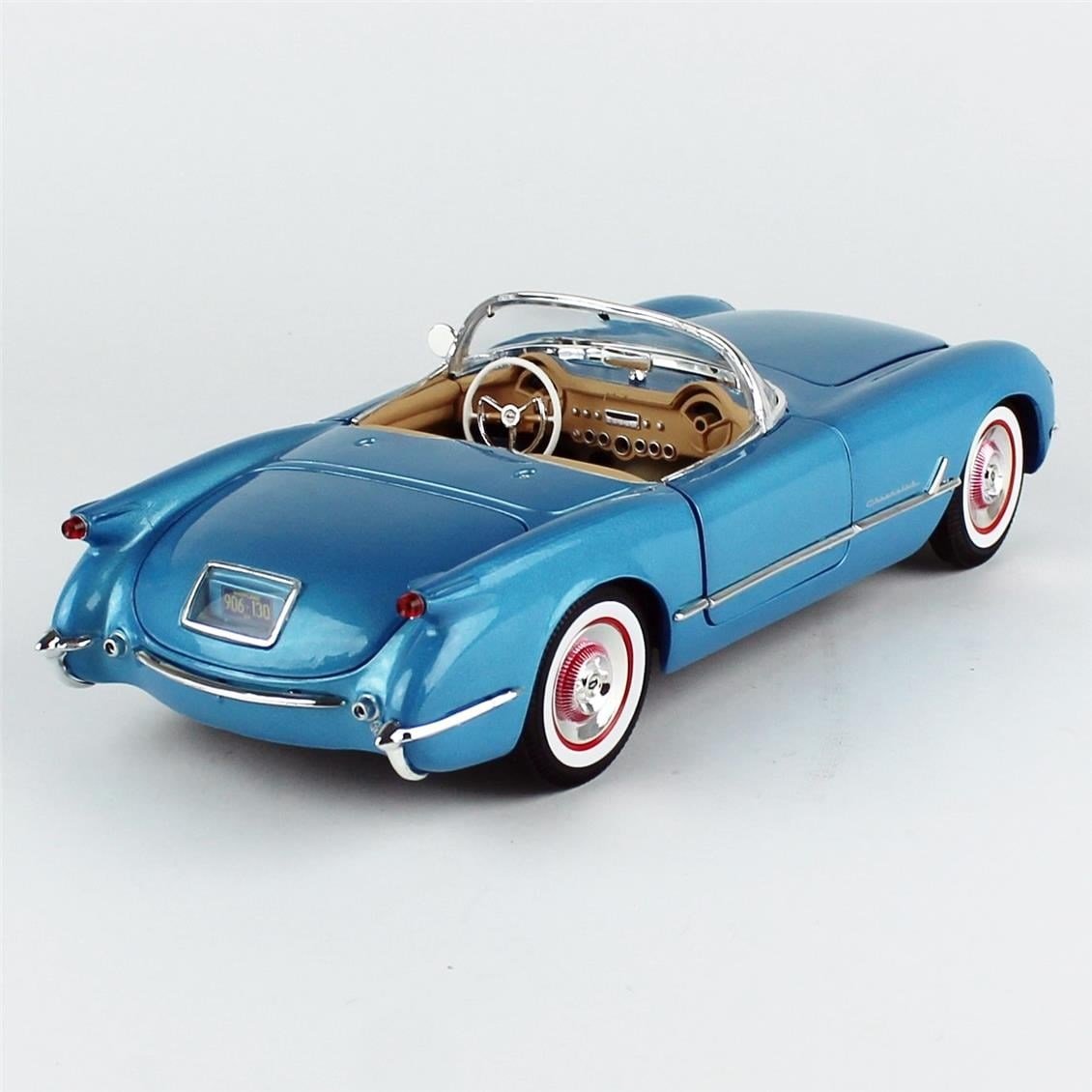 AutoWorld AMM1341 1/18 Ölçek, 1954 Chevrolet Corvette Convertible, Met.Br.Blue, Sergilemeye Hazır Metal Araba Modeli