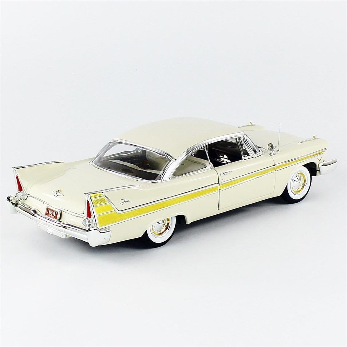 AutoWorld AW272 1/18 Ölçek, 1957 Plymouth Fury, Beige, Sergilemeye Hazır Metal Araba Modeli