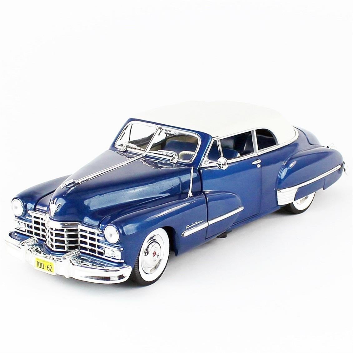 AutoWorld AW274 1/18 Ölçek, 1947 Cadillac SRS 62 Soft Top, Blue, Sergilemeye Hazır Metal Araba Modeli