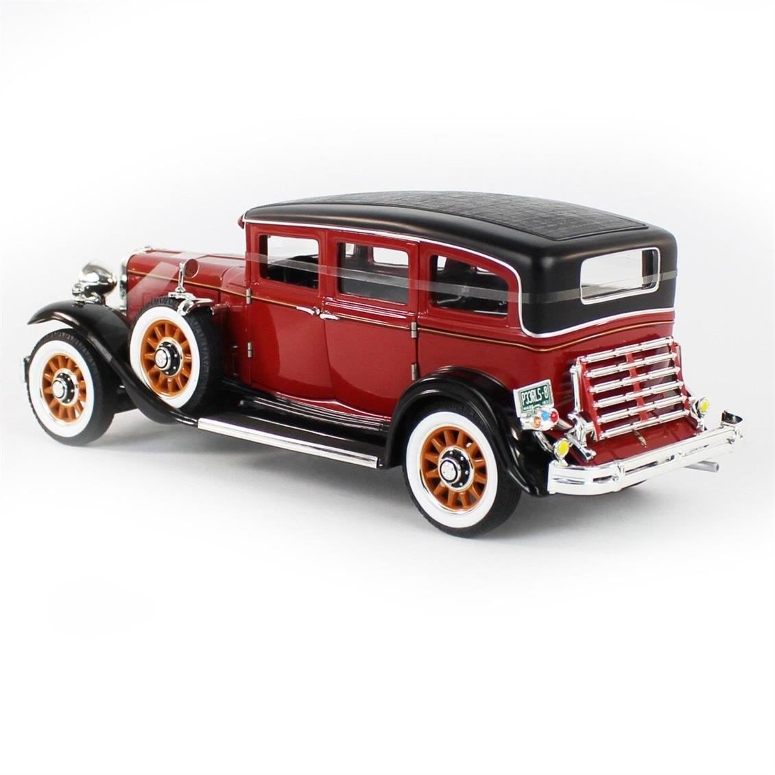AutoWorld AW284 1/18 Ölçek, 1931 Peerless Master 8 Sedan, Red & Black, Sergilemeye Hazır Metal Araba Modeli