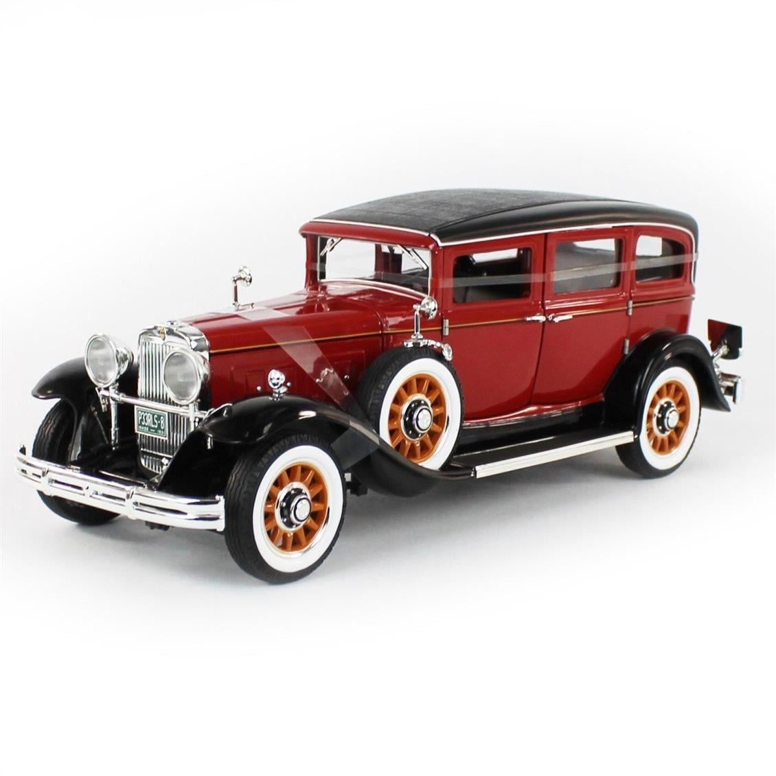 AutoWorld AW284 1/18 Ölçek, 1931 Peerless Master 8 Sedan, Red & Black, Sergilemeye Hazır Metal Araba Modeli