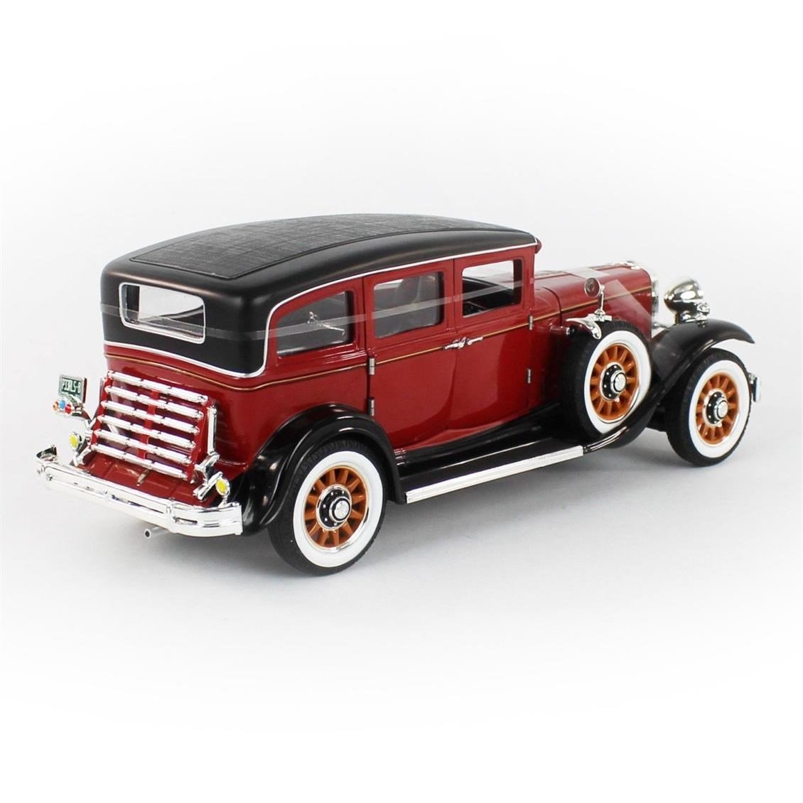 AutoWorld AW284 1/18 Ölçek, 1931 Peerless Master 8 Sedan, Red & Black, Sergilemeye Hazır Metal Araba Modeli