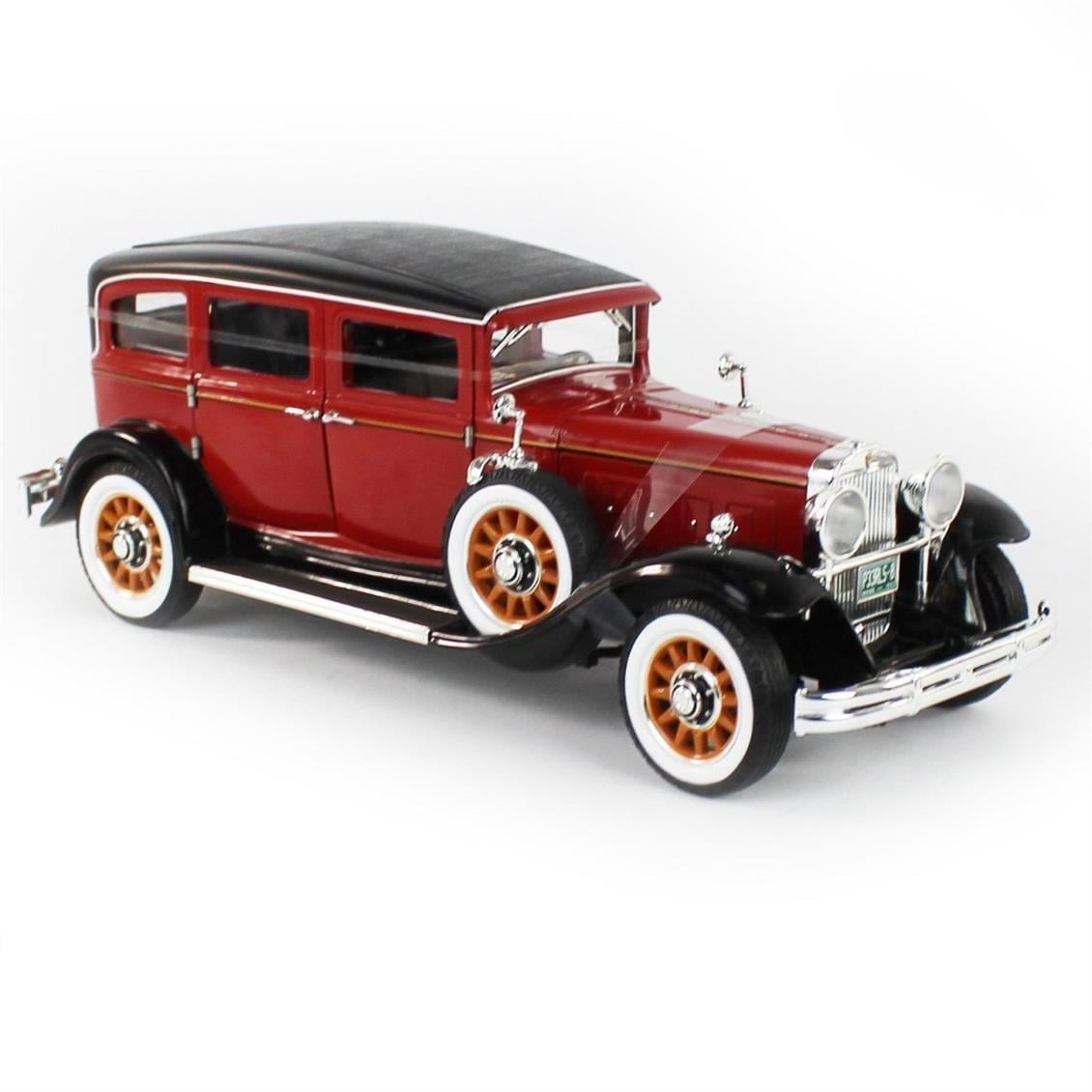 AutoWorld AW284 1/18 Ölçek, 1931 Peerless Master 8 Sedan, Red & Black, Sergilemeye Hazır Metal Araba Modeli