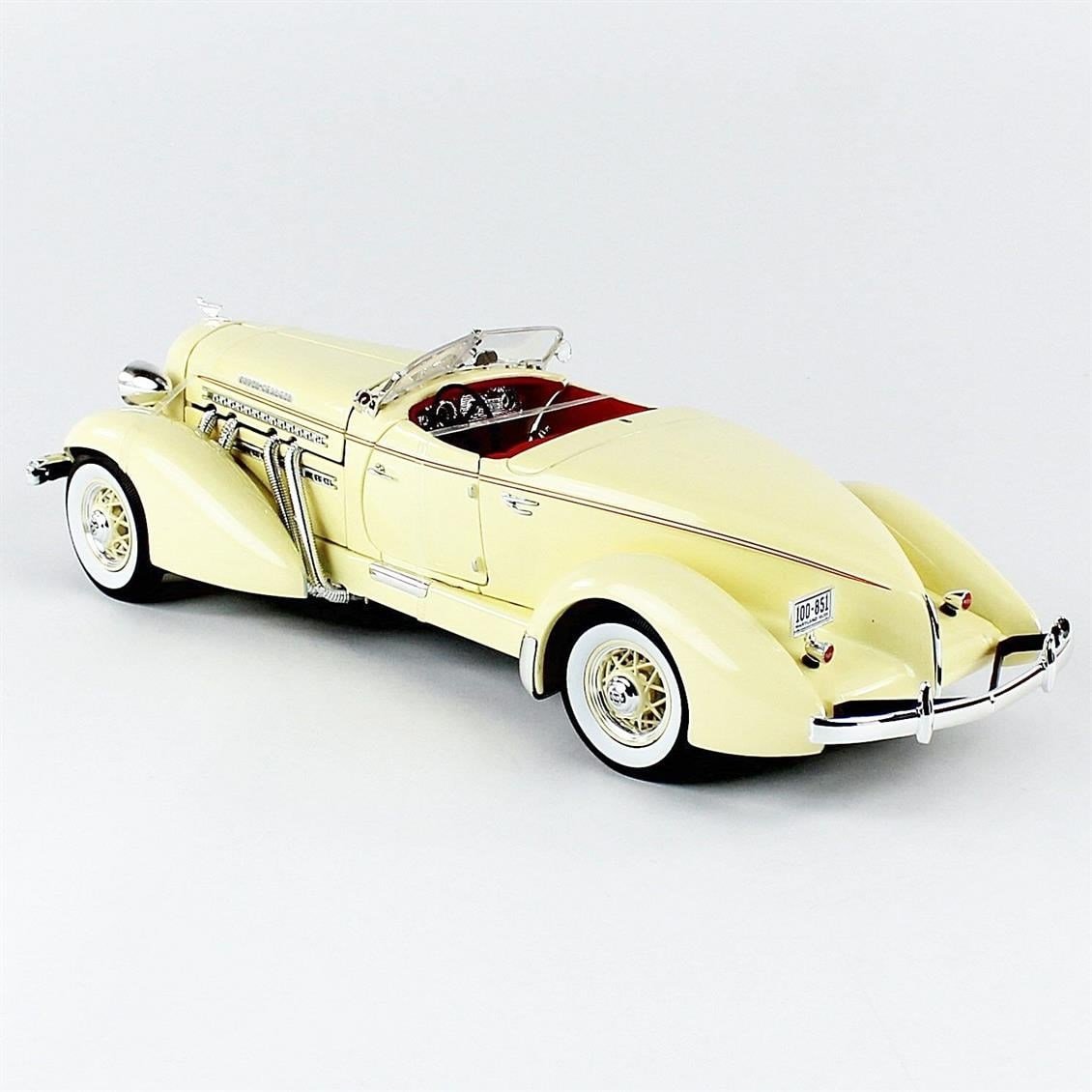 AutoWorld AW297 1/18 Ölçek, 1935 Auburn 851 Speedster, Cream, Sergilemeye Hazır Metal Araba Modeli