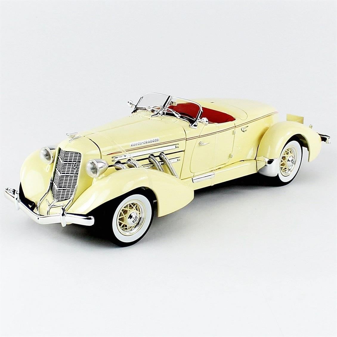 AutoWorld AW297 1/18 Ölçek, 1935 Auburn 851 Speedster, Cream, Sergilemeye Hazır Metal Araba Modeli