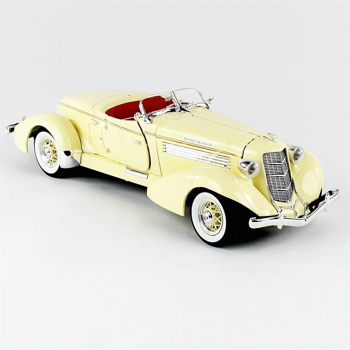 AutoWorld AW297 1/18 Ölçek, 1935 Auburn 851 Speedster, Cream, Sergilemeye Hazır Metal Araba Modeli