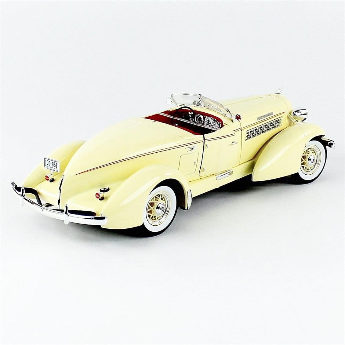AutoWorld AW297 1/18 Ölçek, 1935 Auburn 851 Speedster, Cream, Sergilemeye Hazır Metal Araba Modeli