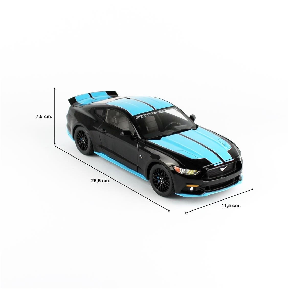 AutoWorld AW321 1/18 Ölçek, 2015 Ford Mustang Petty's Garage, Sergilemeye Hazır Metal Araba Modeli