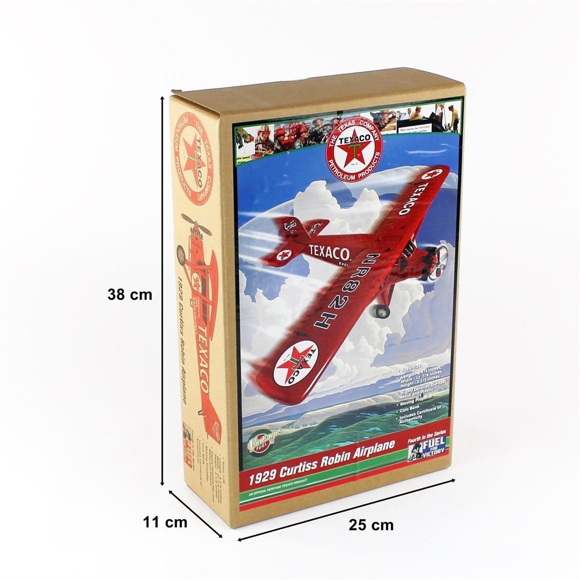 AutoWorld AWCP7917 1/38 1929 Texaco Curtis Robin, Red, Sergilemeye Hazır Metal Uçak Modeli