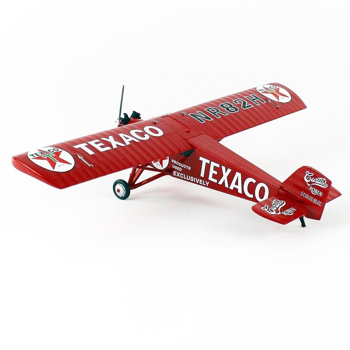 AutoWorld AWCP7917 1/38 1929 Texaco Curtis Robin, Red, Sergilemeye Hazır Metal Uçak Modeli