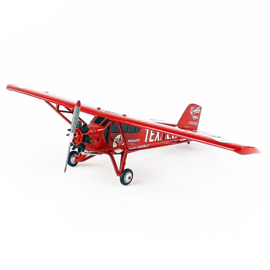 AutoWorld AWCP7917 1/38 1929 Texaco Curtis Robin, Red, Sergilemeye Hazır Metal Uçak Modeli