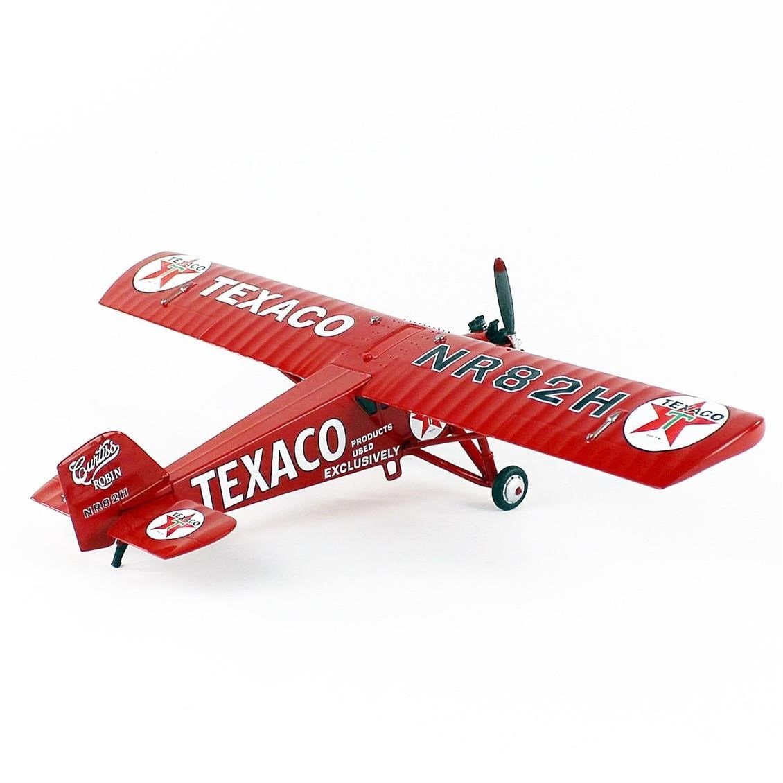 AutoWorld AWCP7917 1/38 1929 Texaco Curtis Robin, Red, Sergilemeye Hazır Metal Uçak Modeli