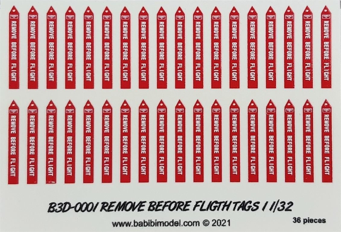 Babibi B3D-0003 1/32 Ölçek, Remove Flight Tags, 3 Boyutlu Dekal Çıkartma