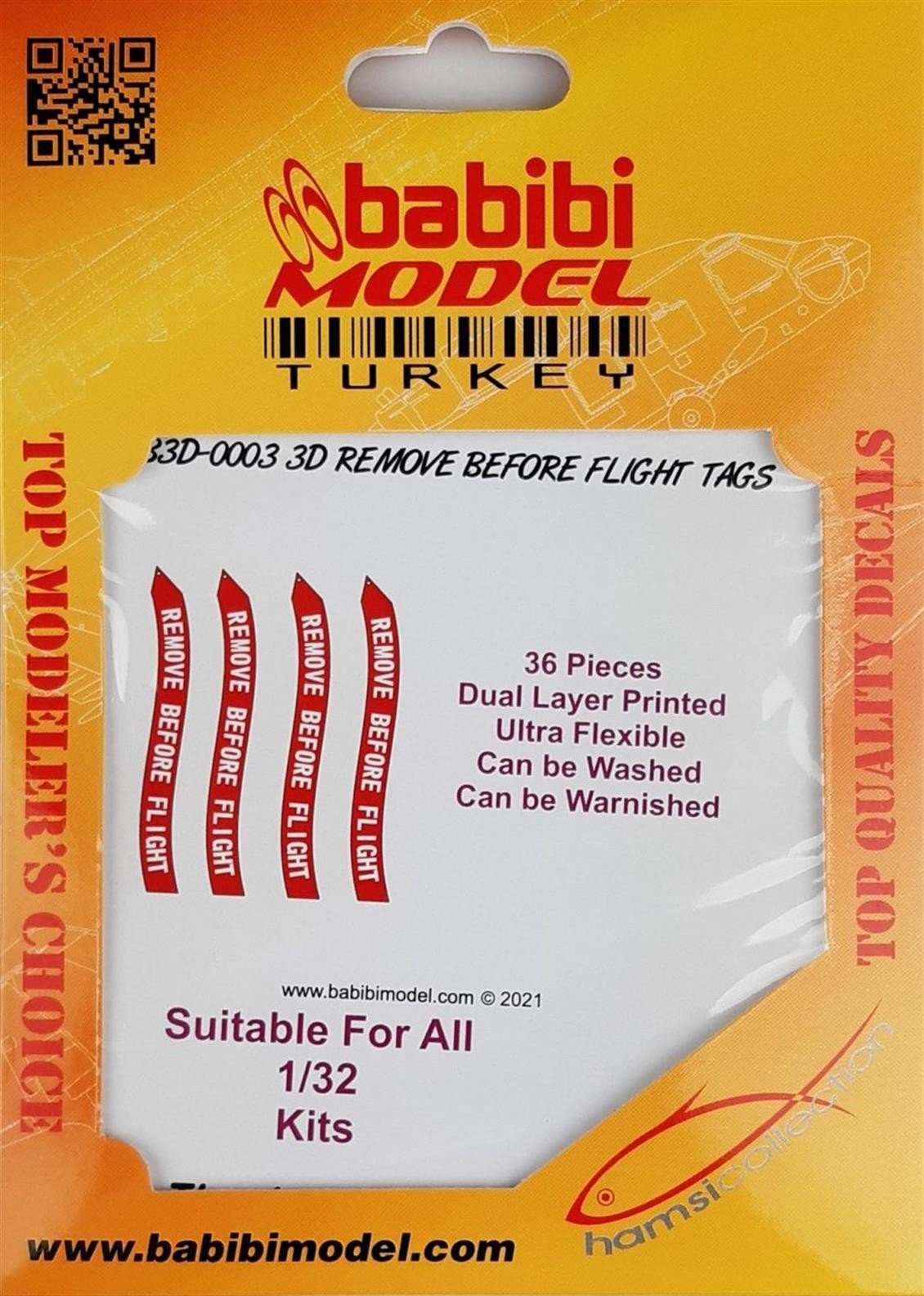 Babibi B3D-0003 1/32 Ölçek, Remove Flight Tags, 3 Boyutlu Dekal Çıkartma