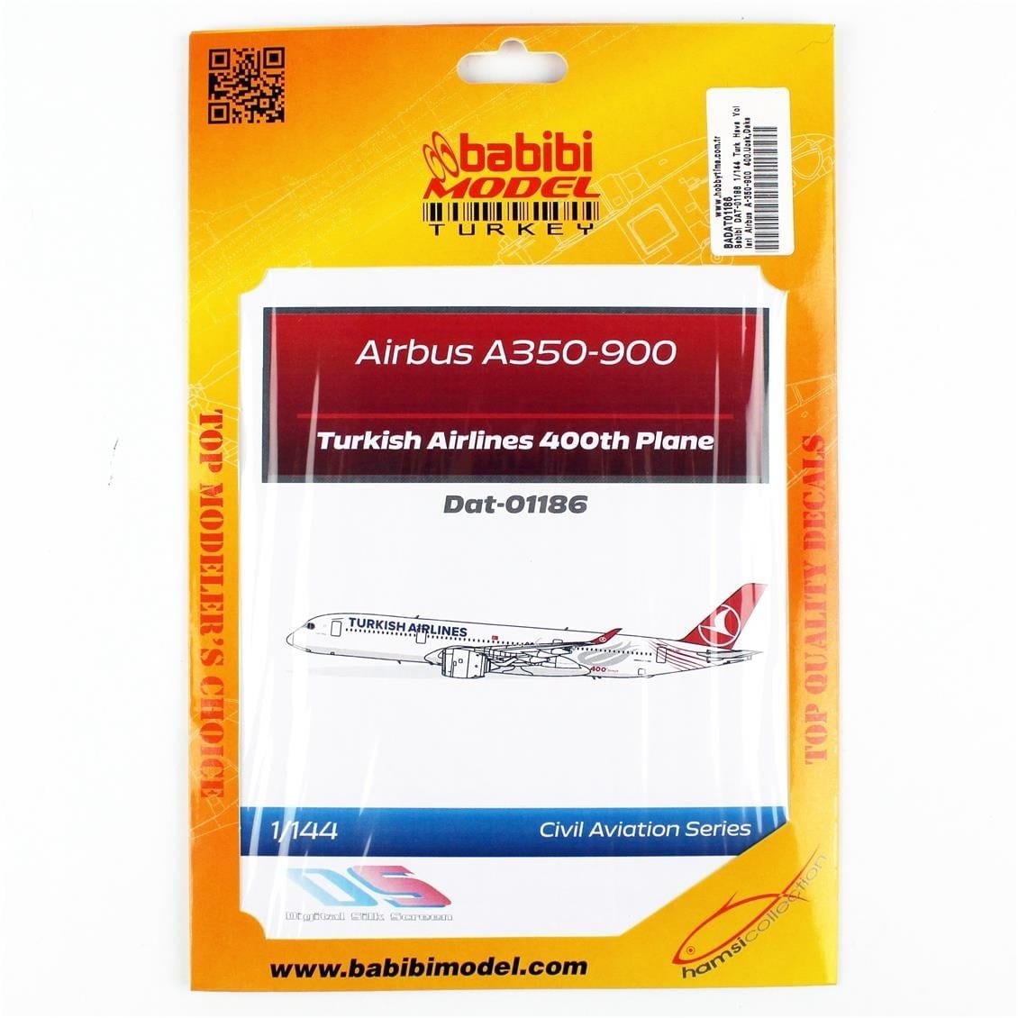 Babibi DAT-01186 1/144 Ölçek, Türk Hava Yolları Airbus A-350-900 400.Yolcu Uçakları, Dekal Çıkartma