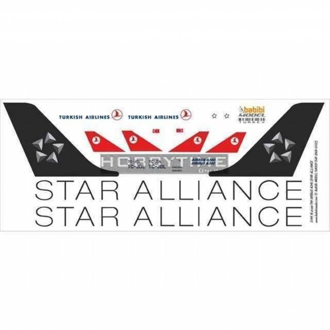 Babibi DAT01015 1/144 Ölçek, Thy, Airbus A340, Star Alliance, Dekal Çıkartma