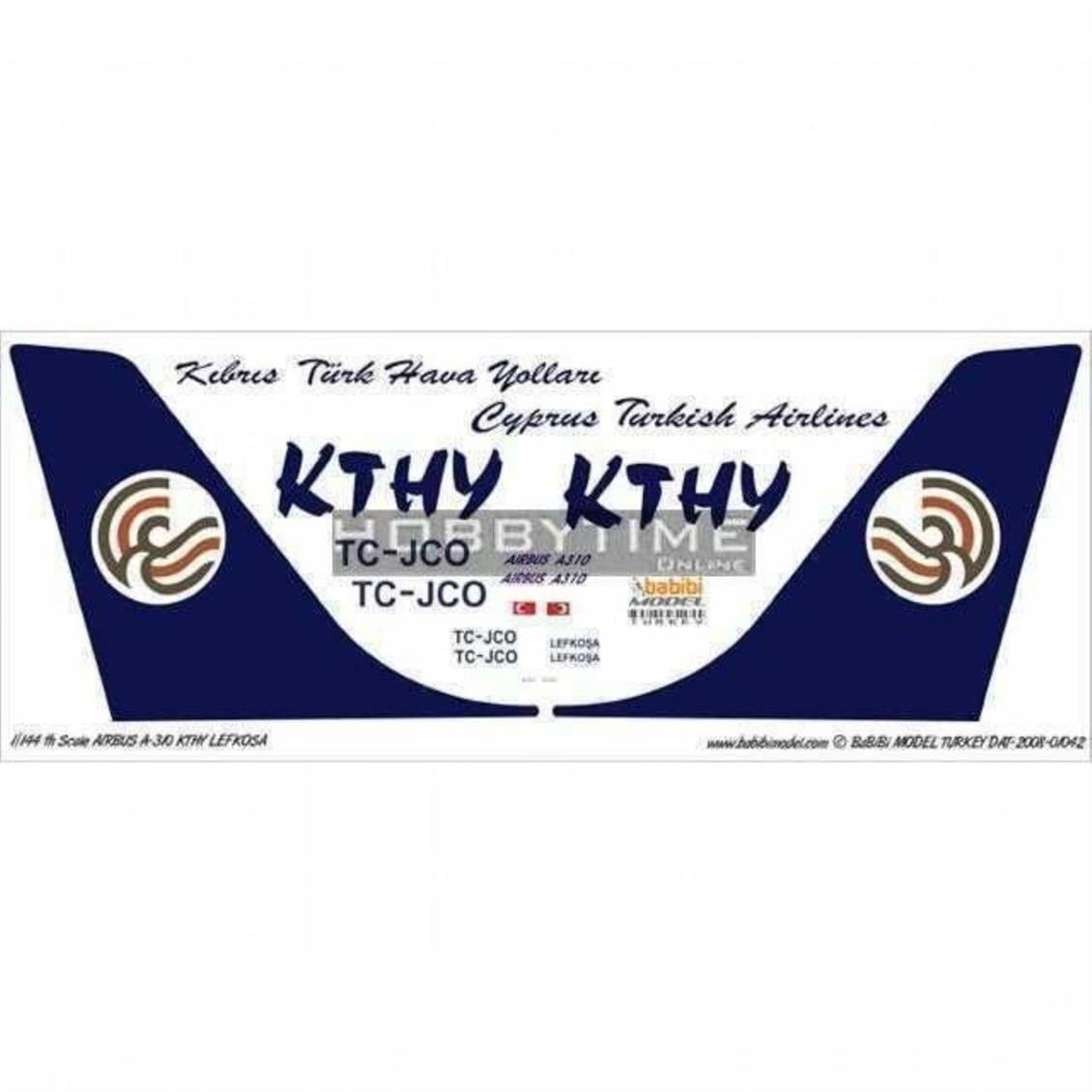 Babibi DAT01042 1/144 Ölçek, Kthy, Airbus A310, Lefkoşa, Dekal Çıkartma