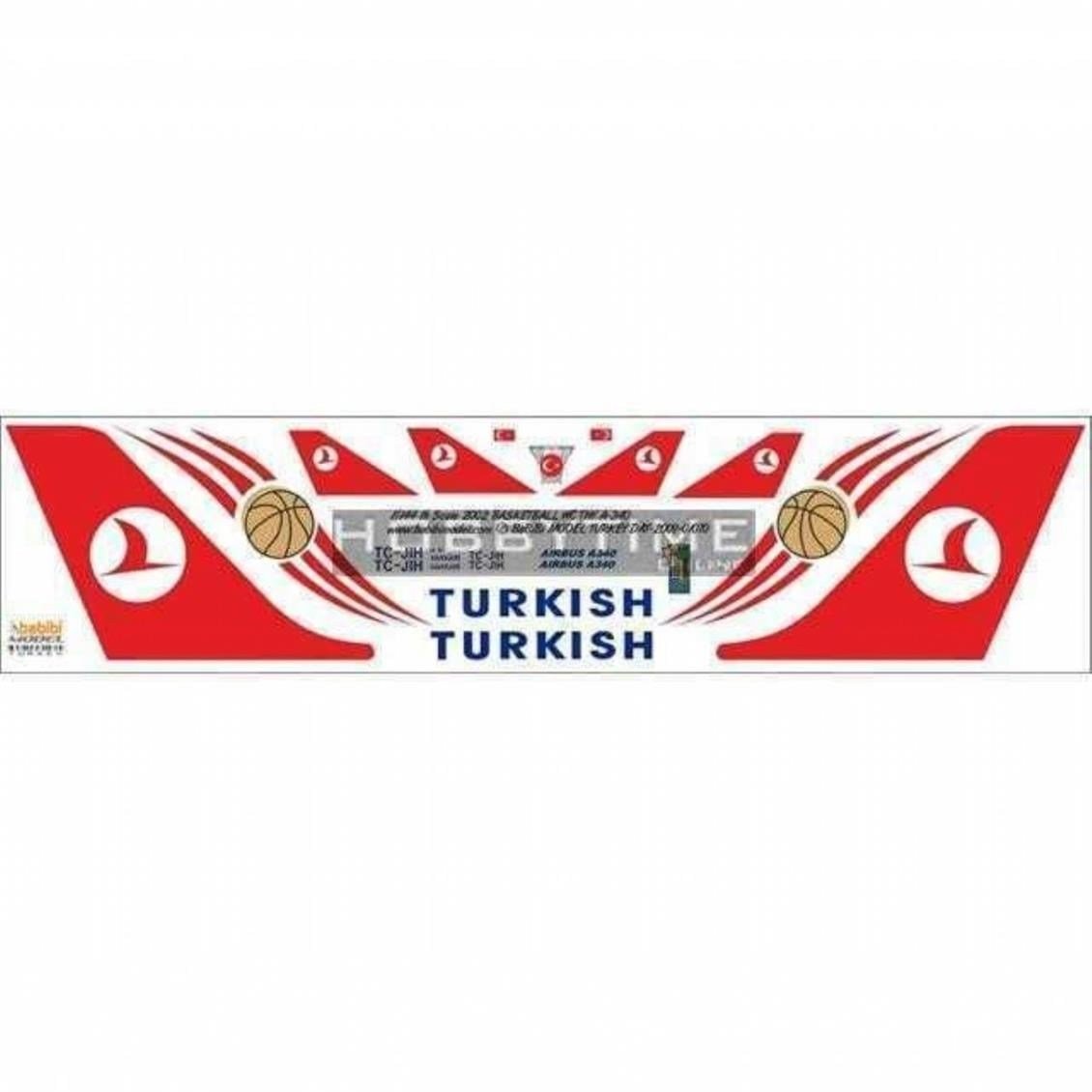 Babibi DAT01070 1/144 Ölçek, Thy, Airbus A340, 2002 Basketball Wc, Dekal Çıkartma