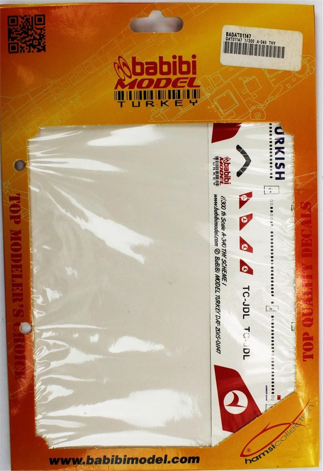 Babibi DAT01147 1/300 Ölçek, Thy, Airbus A340, Şema-1, Dekal Çıkartma
