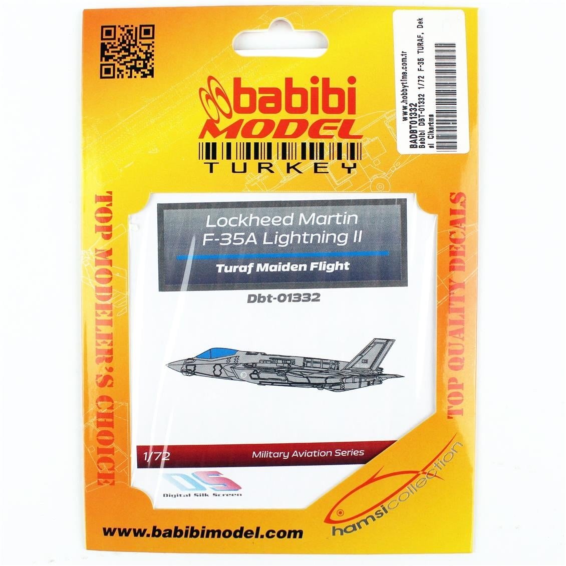 Babibi DBT-01332 1/72 Ölçek, F-35 TURAF, Dekal Çıkartma
