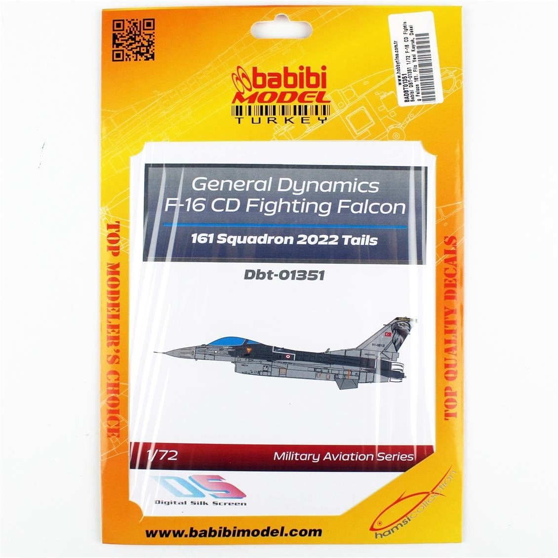 Babibi DBT-01351 1/72 Ölçek, F-16 CD Fighting Falcon 161. Filo Yeni Kuyruk, Dekal Çıkartma