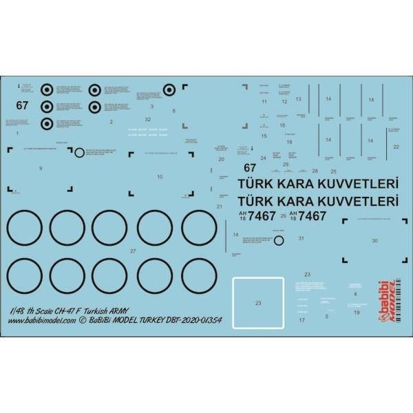 Babibi DBT-01354 1/48 Ölçek, CH-47F Kara Kuvvetleri, Dekal Çıkartma