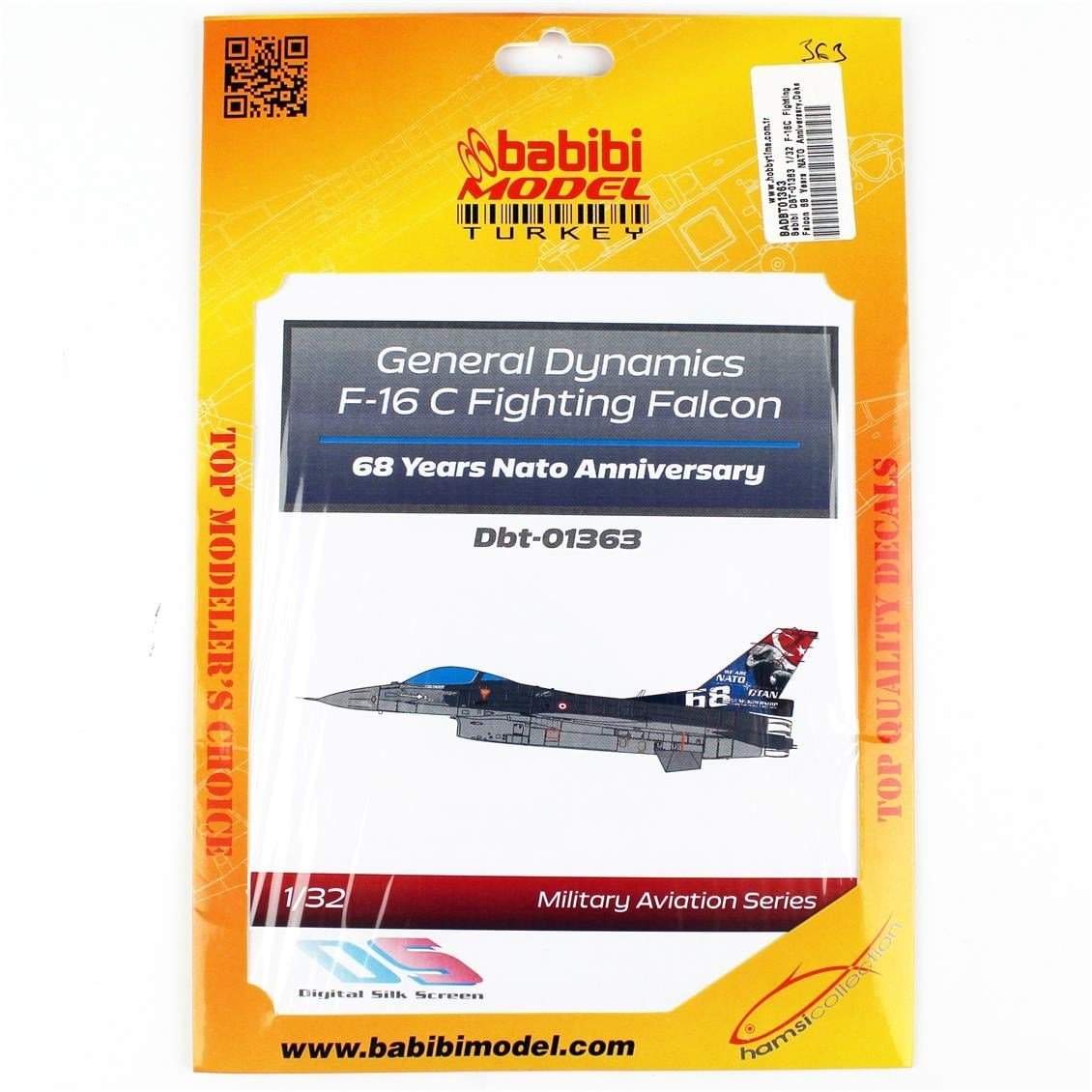 Babibi DBT-01363 1/32 Ölçek, F-16C Fighting Falcon 68 Yıl NATO Yıldönümü, Dekal Çıkartma