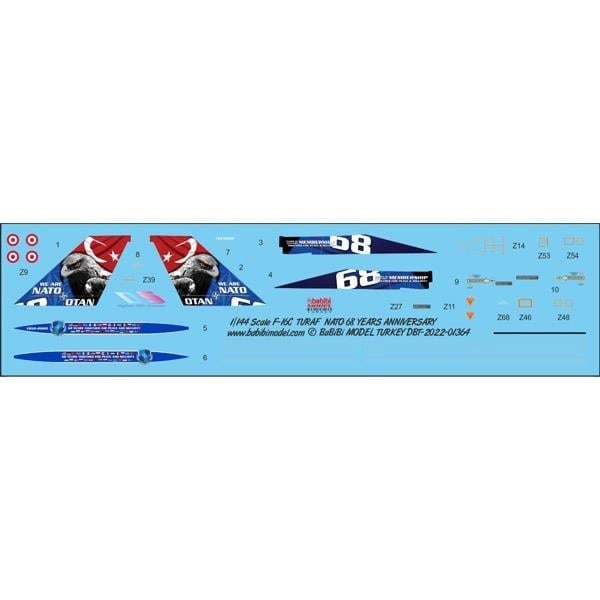 Babibi DBT-01364 1/144 Ölçek, F-16C Fighting Falcon 68 Yıl NATO Yıldönümü, Dekal Çıkartma