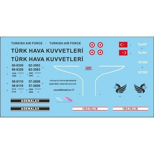 Babibi DBT-01373 1/144 Ölçek, KC-135R Asenalar, Dekal Çıkartma
