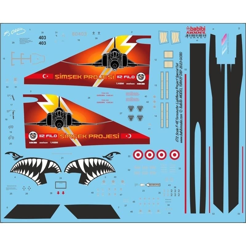Babibi DBT-01380 1/72 Ölçek, F-4E Terminator Şimşek Projesi Özel Boyama, Dekal Çıkartma