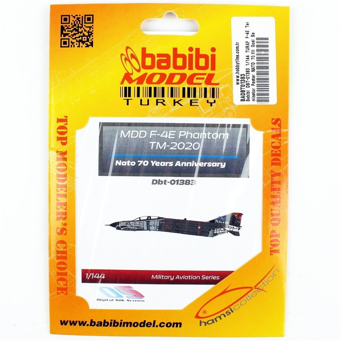 Babibi DBT-01383 1/144 Ölçek, TURAF F-4E Terminator Panter NATO 70.Yıl Özel Şema, Dekal Çıkartma