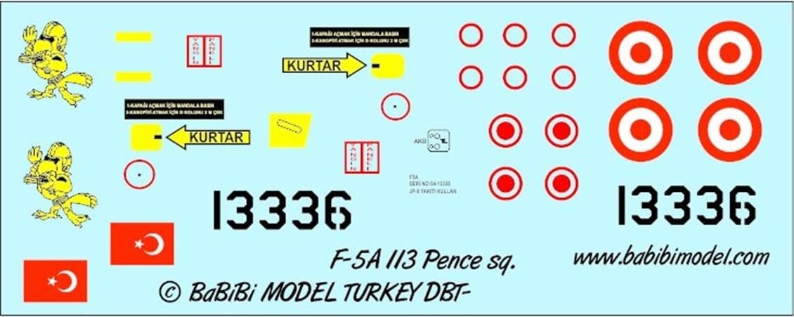 Babibi DBT01003 1/72 Ölçek, F-5 A, Pençe Filo, Dekal Çıkartma