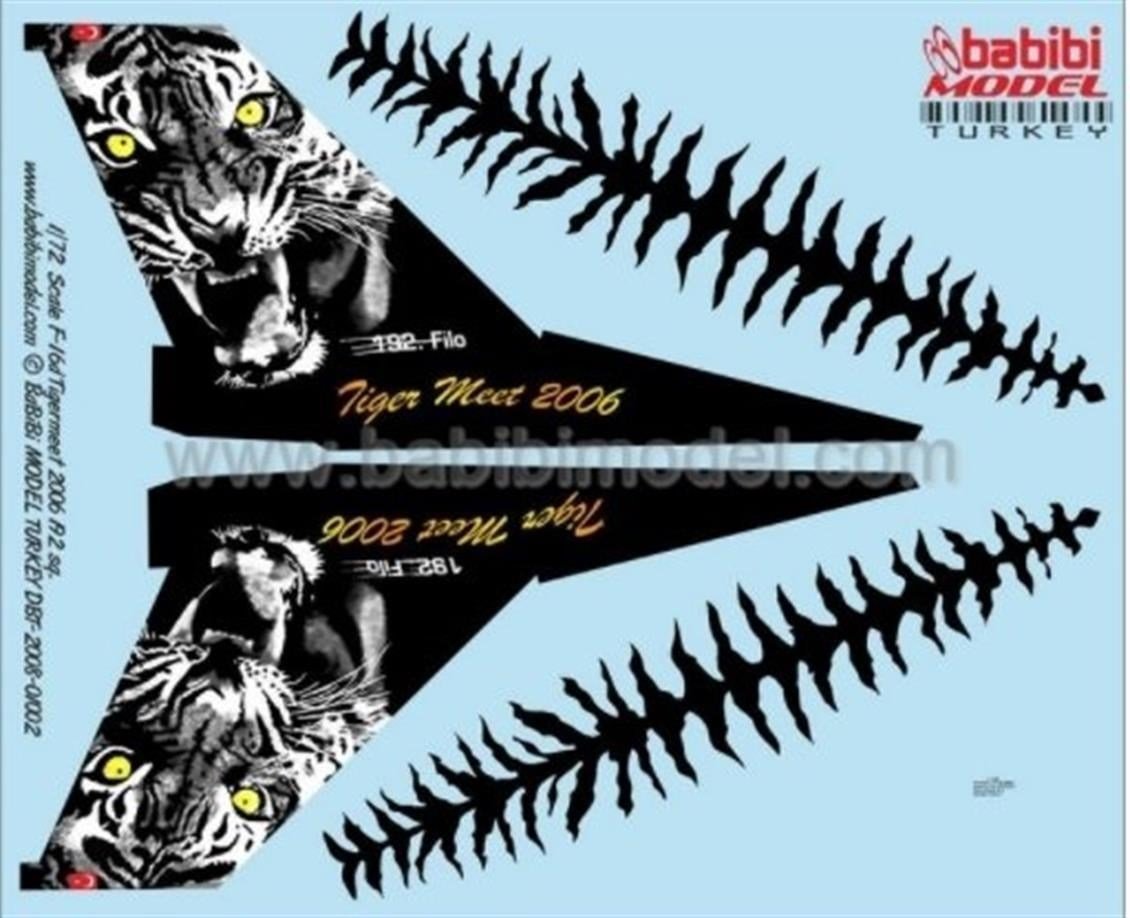 Babibi DBT01015 1/48 Ölçek, F-16 D, Tigermeet 2006, Dekal Çıkartma
