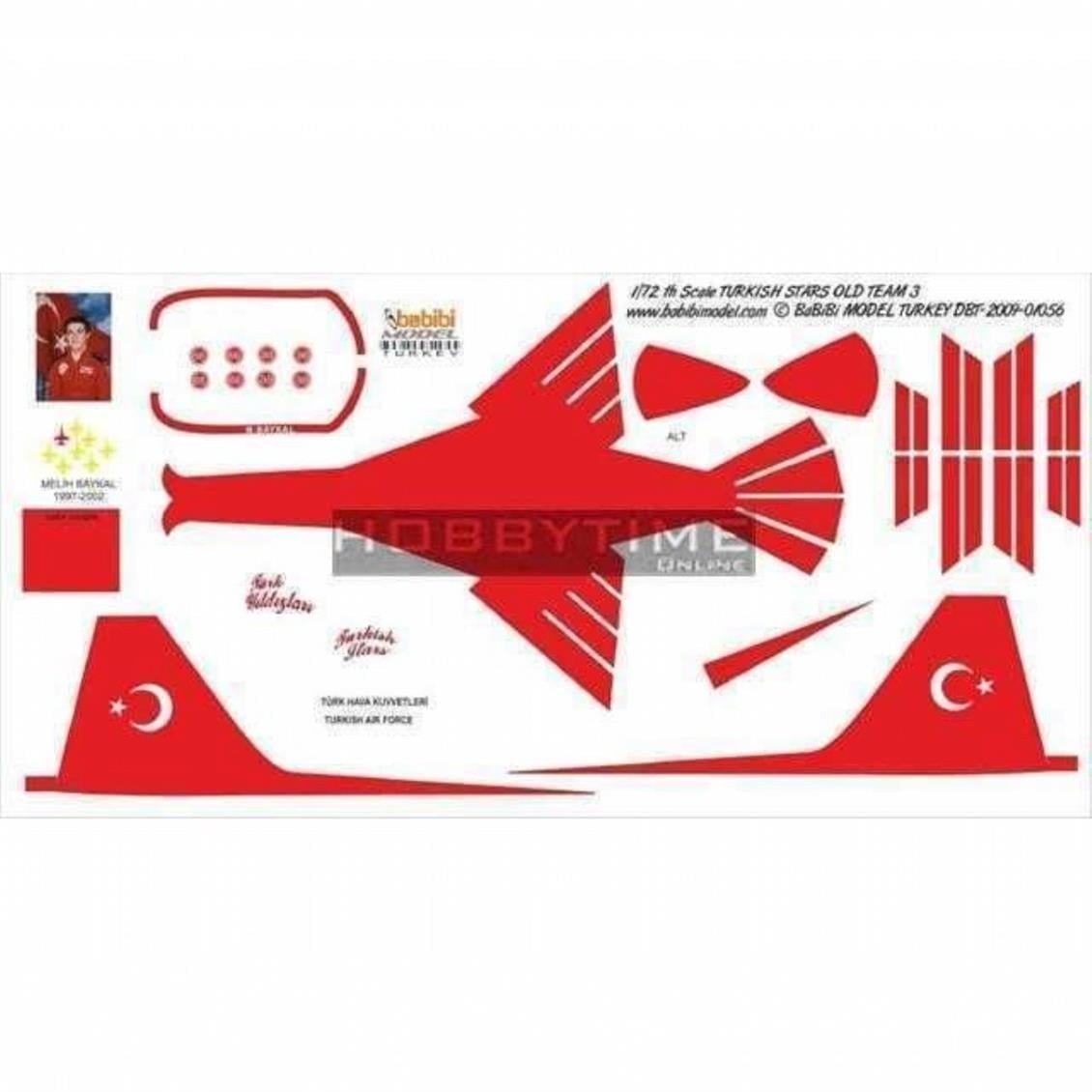 Babibi DBT01056 1/72 Ölçek, Türk Yıldızları Old-3, Dekal Çıkartma