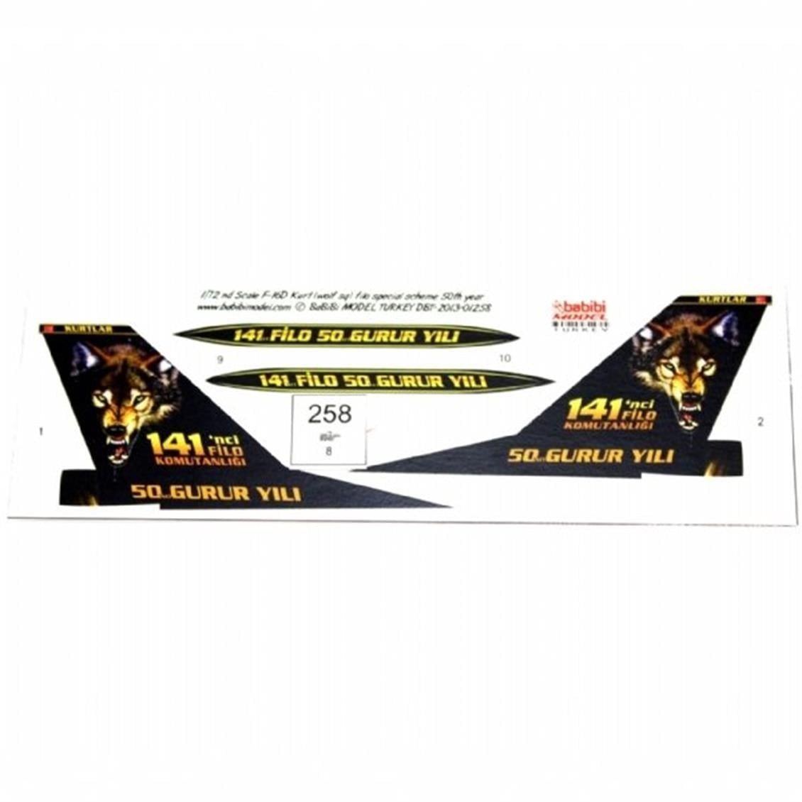 Babibi DBT01258 1/72 Ölçek, F-16D, Kurt Filo Özel Şema 50.Yıl, Dekal Çıkartma