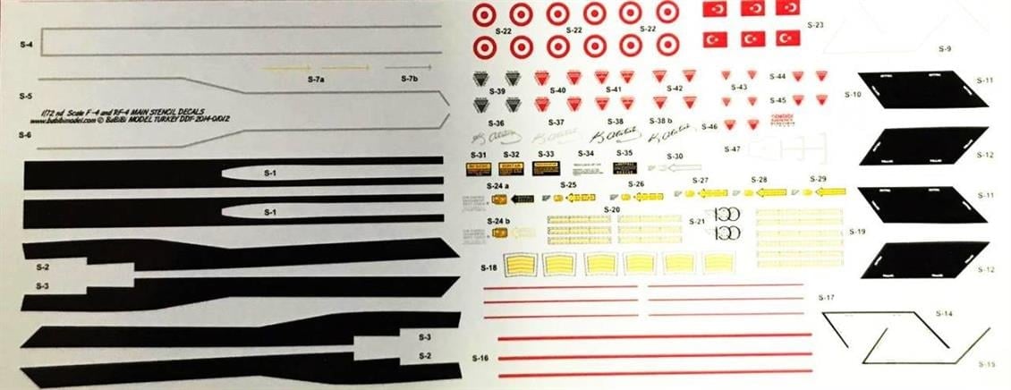 Babibi DDT01013 1/72 Ölçek, Türk Eskişehir Phantomları-3, Dekal Çıkartma
